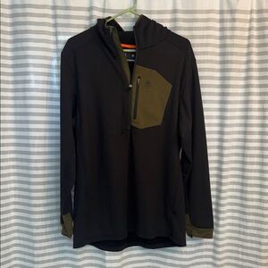 Go Hunt Black Hooded Pullover with Olive Pocket